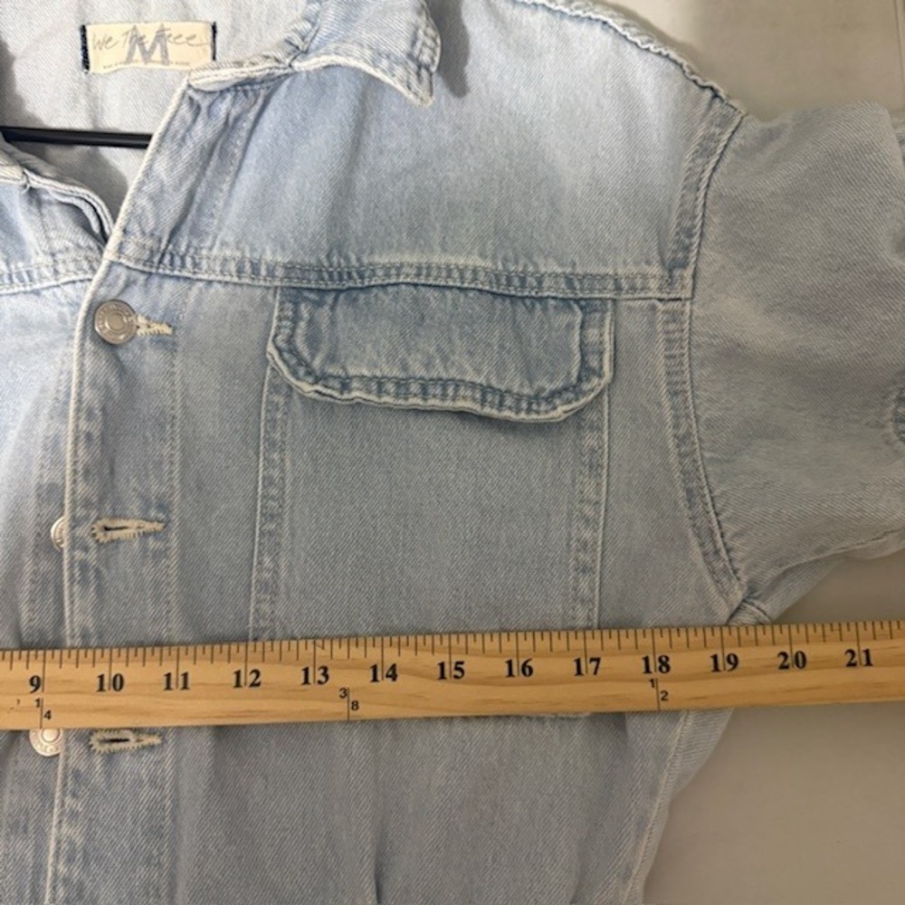 We The Free People Light Wash Denim Short Sleeve Button Front Jumpsuit Medium - Picture 4 of 13